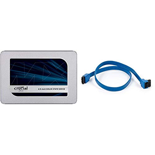 Crucial MX500 1TB 3D NAND SATA 2.5 Inch Internal SSD - CT1000MX500SSD1(Z) & Monoprice 18-Inch SATA III 6.0 Gbps Cable with Locking Latch and 90-Degree Plug - Blue, Only $101.66