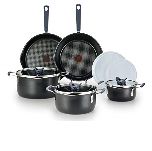 T-fal B210SA All-in- One Stackables Titanium Nonstick 10 Pieces Cookware Set, Multifunctional, Dishwasher Safe, Black, Only $67.99 after clipping coupon