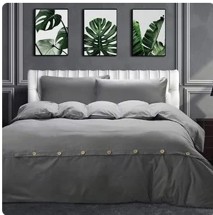 MoMA Medium Grey Cotton Queen Size Duvet Cover Set 3 Pieces Button Closure Reversible Oversized Soft Comforter, Gray Solid Color Lightweight Bedding Sets only $14.99
