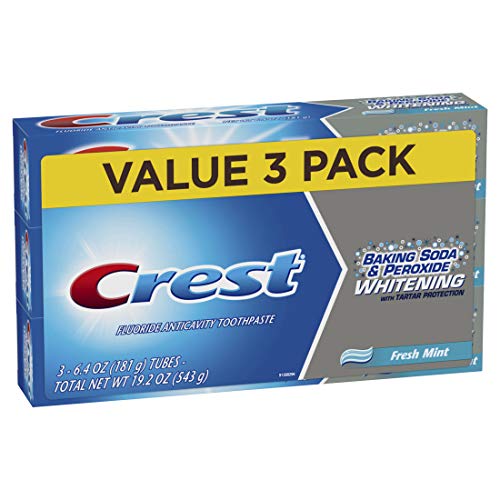 史低价！Crest 佳洁士 小苏打+过氧化氢 亮白配方 薄荷味牙膏，6.4 oz/支，共3支，现仅售$3.94