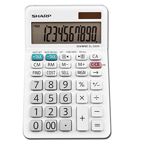 Sharp EL-330WB Standard Function Basic Desktop Calculator, Large Display, For Home and Office, Dual Power, Solar and Battery, Only $9.90