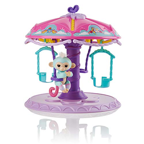 WowWee Fingerlings Playset: Twirl-A-Whirl Carousel with 1 Fingerlings Baby Monkey - Abigail, Light Blue/Pink, Only $9.00, You Save $20.99(70%)