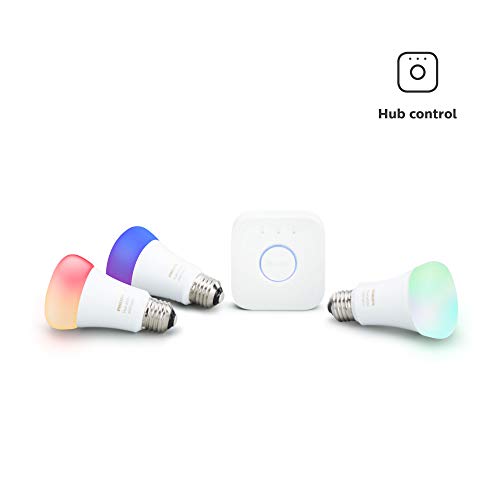 Philips Hue White and Color Ambiance LED Smart Light Bulb Starter Kit, 3 A19 Smart Bulbs & 1 Hue Hub (Works with Alexa, Apple HomeKit & Google Assistant), Only $99.99, You Save $60.00(38%)