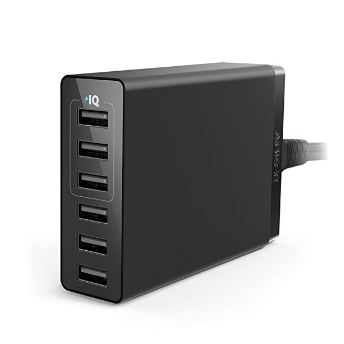 USB Charger, Anker 30W 6-Port USB Charger PowerPort 6 Lite for iPhone Xs/Xs Max/XR/X/8/7/Plus, iPad Air 2/Pro/Mini 3, Galaxy S9/S8/Edge/Plus, Note 8/7, LG G5 and More $11.99