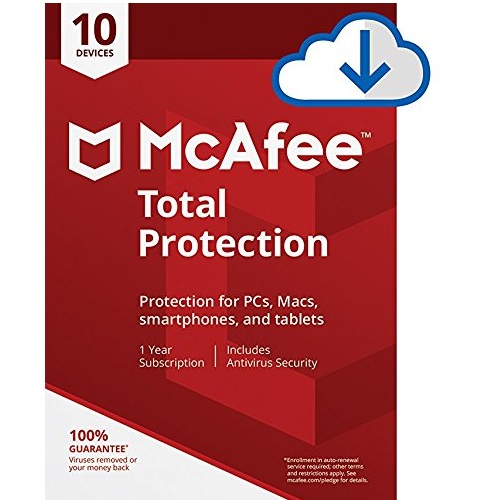 McAfee Total Protection|Antivirus| Internet Security| 10 Device| 1 Year Subscription| PC/Mac Download|2019 Ready, Only $19.99, You Save $80.00(80%)