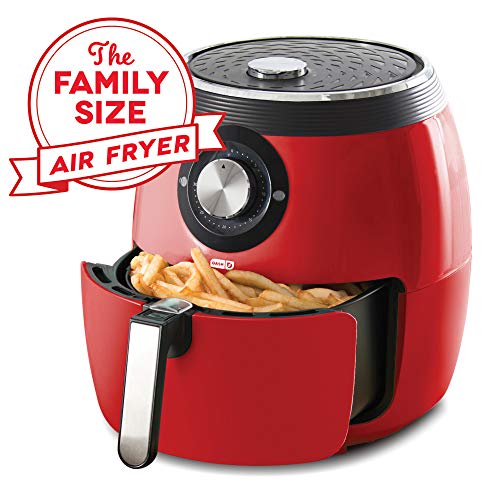 Dash DFAF455GBRD01 Deluxe Electric Air Fryer + Oven Cooker with with Temperature Control, Non Stick Fry Basket, Recipe Guide + Auto Shut off Feature, 6qt, Red, Only $51.62