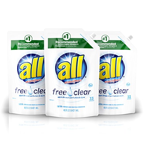 all Liquid Laundry Detergent Easy-Pouch, Free Clear for Sensitive Skin, 3 Count, 99 Total Loads, Only $9.94