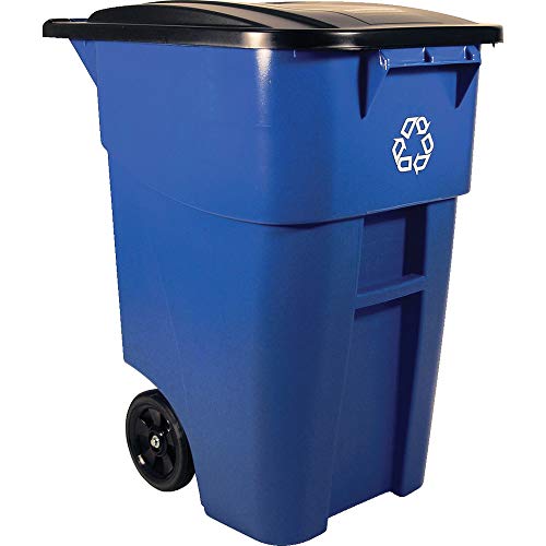 Rubbermaid Commercial Products FG9W2773BLUE BRUTE Rollout Heavy-Duty Wheeled Recycling Can/Bin, 50-Gallon, Blue Recycling, Only $55.75, free shipping