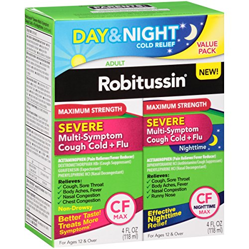 Robitussin Severe Multi-Symptom Cough Cold & Flu Day/Night Value Pack, 4 fl oz, 2 ct, Only $5.00