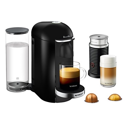 Nespresso VertuoPlus Deluxe Coffee and Espresso Machine Bundle with Aeroccino Milk Frother by Breville, Black, Only $169.99
