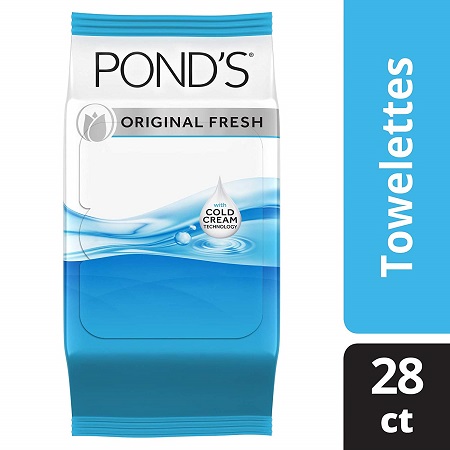 Pond’s旁氏 缷妆湿巾，28 张/包，共4包，原价$20.63，现点击coupon后仅售$13.49，免运费！