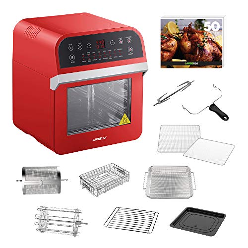 GoWISE USA GW44801 Deluxe 12.7-Quarts 15-in-1 Electric Air Fryer Oven w/Rotisserie and Dehydrator + 50 Recipes (Red), Only $141.99, free shipping