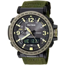 Casio Men's 'PRO TREK' Quartz Resin and Cloth Casual Watch, Color:Green (Model: PRG-600YB-3CR) $195.75,free shipping