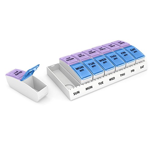 Ezy Dose Weekly AM/PM Travel Pill Organizer and Planner │ Removable AM/PM Compartments │ Great for Travel (Small), Only $4.90