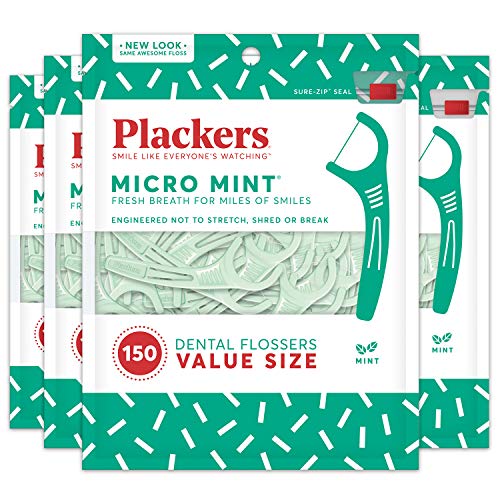 Plackers Micro Mint Dental Floss Picks, 150 Count, Pack of 4, Only $9.05