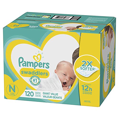 Diapers Newborn / Size 0 (< 10 lb), 120 Count - Pampers Swaddlers Disposable Baby Diapers, ONE MONTH SUPPLY, Only $25.42