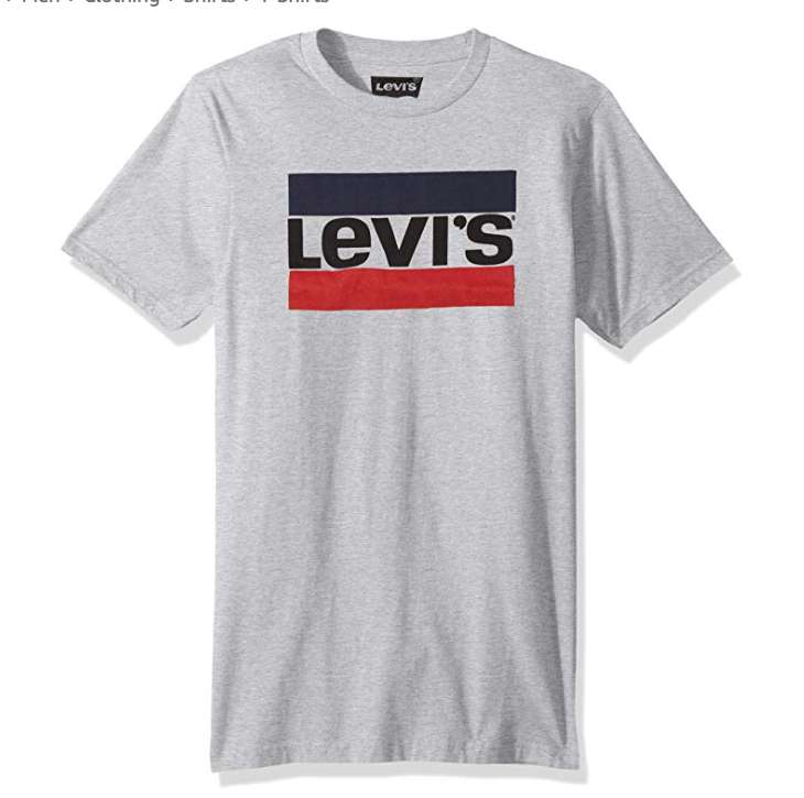 Levi's Logo 灰色圆领T恤，原价$15.99, 现仅售$14.99