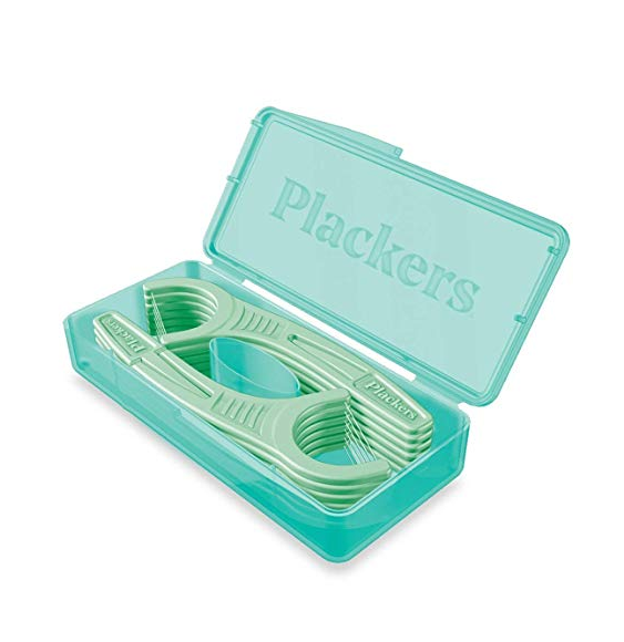 Plackers Micro Mint Dental Floss Picks with Travel Case, 12 Count (Color may vary only $0.99