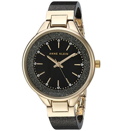 Anne Klein安妮·克萊因 AK-1408BKBK 星空鑲鑽女士石英手錶，原價$65.00，現僅售$35.99，免運費！