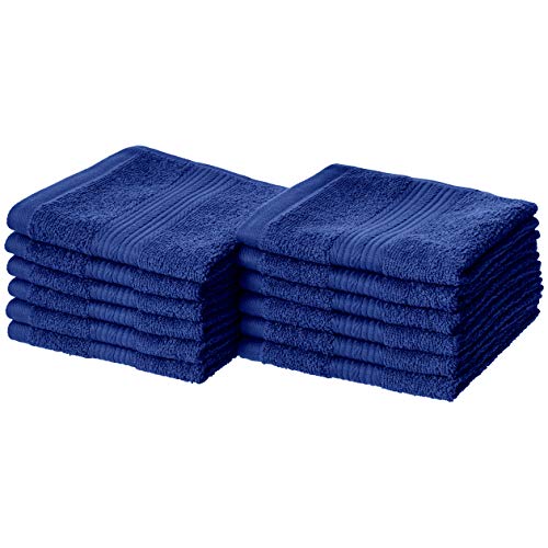 AmazonBasics Fade-Resistant Cotton Washcloths - Pack of 12, Navy Blue, Only $5.17