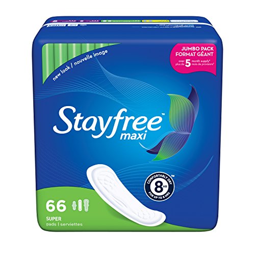 Stayfree Maxi 加長加厚版護墊，66個裝 ，原價$11.49，現僅售$6.44，免運費