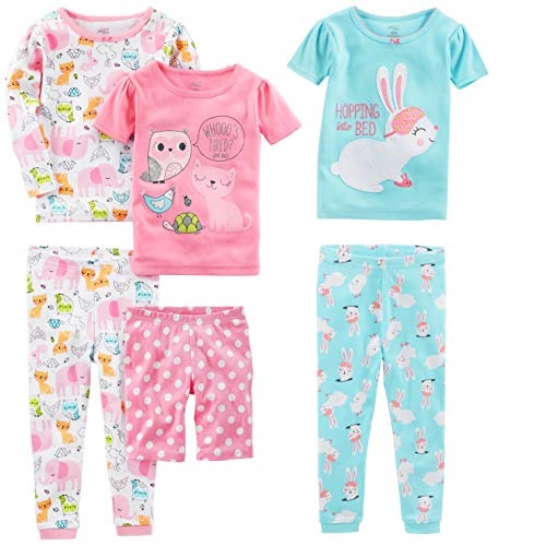 Simple Joys by Carter's Baby, Little Kid, and Toddler Girls' 6-Piece Snug Fit Cotton Pajama Set, Only $21.49