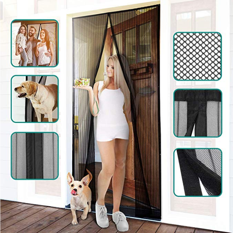 Homitt Magnetic Screen Door with Heavy Duty Mesh Curtain and Full Frame Hook&Loop Fits Door Size up to 34