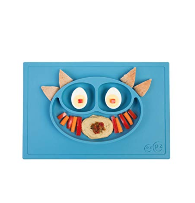 ezpz Happy Mat - One-Piece Silicone placemat + Plate (Blue) only $15.72