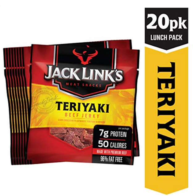 Jack Link’s Beef Jerky 20 Count Multipack, Teriyaki, 20, .625 oz. Bags – Flavorful Meat Snack for Lunches, Ready to Eat – 7g of Protein, $11.91