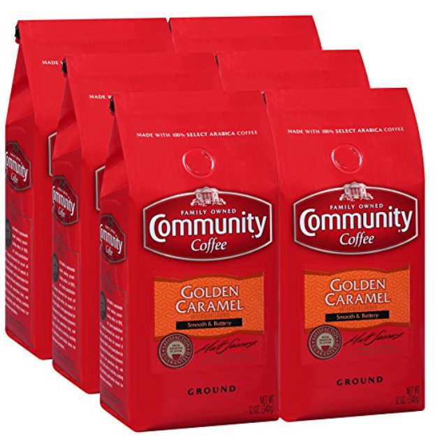 Community Coffee 焦糖口味咖啡粉 中度烘焙 12oz 6包 现仅售$26.24，免运费