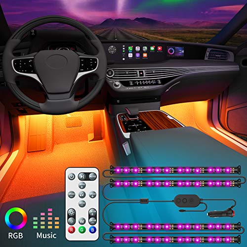 銷售第一！Govee 2合1升級版可遙控汽車內飾燈，48個LED燈套件，32種顏色，可與音樂同步，適用於各種汽車，使用折扣碼后僅售$11.39