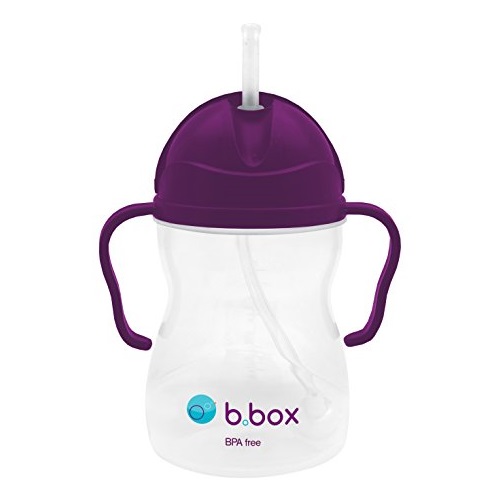 b.box Sippy Cup with Innovative Weighted Straw | Easy-Grip Handles | Color: Grape | 8 oz. | BPA-Free | Phthalates & PVC Free | Dishwasher Safe, Only $9.34