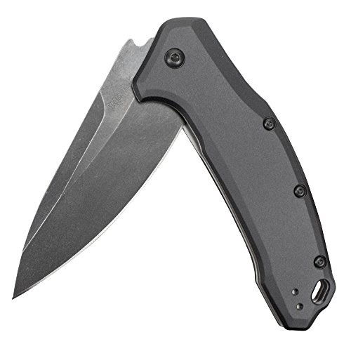 Kershaw Link Gray Aluminum Blackwash (1776GRYBW) Drop-Point Knife with SpeedSafe Assisted Opening, 3.25 In. 420HC Stainless Steel Blade, Liner Lock, Flipper, Reversible Clip; 4.8 oz., Only $29.44