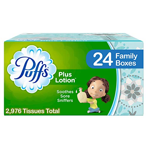 Puffs Plus Lotion Facial Tissues, 24 Family Boxes, 124 Tissues Per Box, Only $35.02