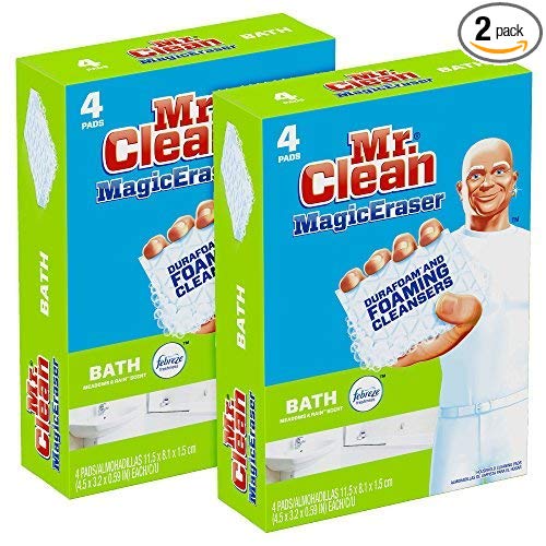 Mr. Clean Magic Eraser Bath, Cleaning Pads with Durafoam, Meadows & Rain, 8 Count, only $9.48, free shipping