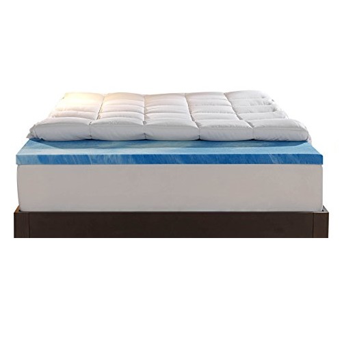 Sleep Innovations Gel Memory Foam 4-inch Dual Layer Mattress Topper, Made in The USA with a 10-Year Warranty - Twin Size, Only $80.99
