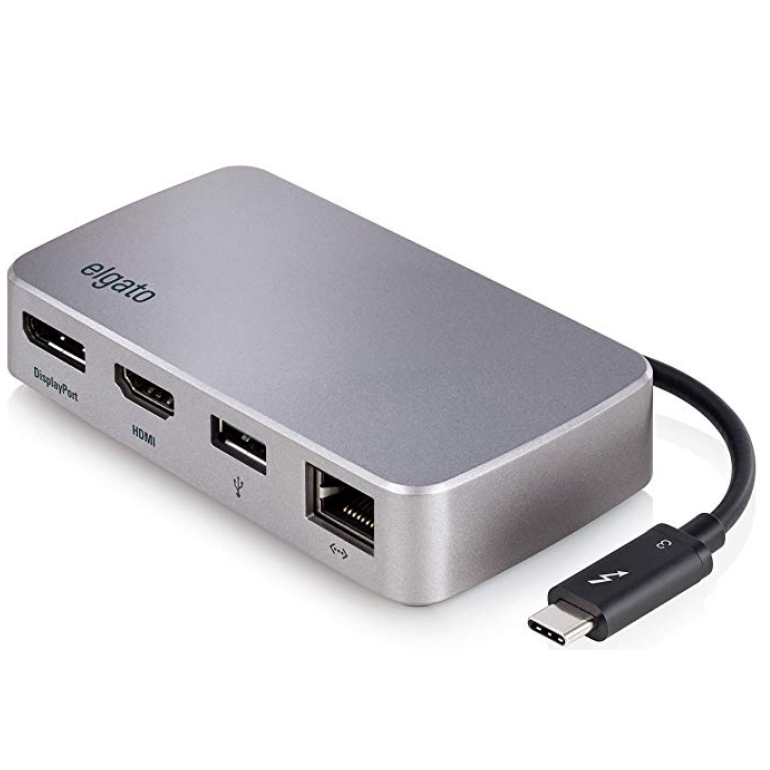 Elgato Thunderbolt 3 Mini Dock - with built-in Thunderbolt cable, 40 Gb/s, dual 4K support, USB 3.1 Gen 1, Gigabit Ethernet $55.39，free shipping