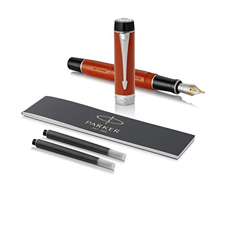 Parker Duofold Classic Big Vintage Red Fountain Pen, Fine Nib, Blue Ink, Only $223.10, free shipping