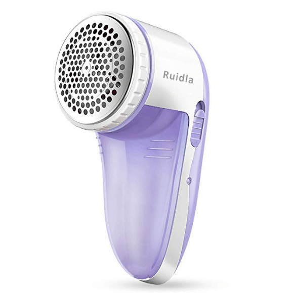 Ruidla Fabric Shaver Defuzzer, Electric Lint Remover, Rechargeable Sweater Shaver with Replaceable Stainless Steel 3-Blades, Dual Protection, Removable Bin, $10.79