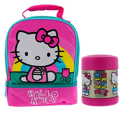 Thermos Hello Kitty Soft Dual Compartment Lunch Box Kit - Insulated Lunch Bag with Padded Carry Handle and 10oz FUNtainer Vacuum Insulated Stainless Steel Food Jar-Great for Children, Only $21.98