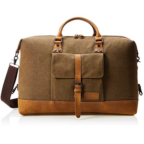 AmazonBasics Canvas Travel Weekender Duffel Luggage Bag - Khaki, Only $33.81
