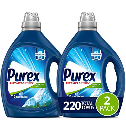 Purex Liquid Laundry Detergent, Mountain Breeze, 2X Concentrated, 2Count, 220 Total Loads, Only $14.24, free shipping after clipping coupon and using SS