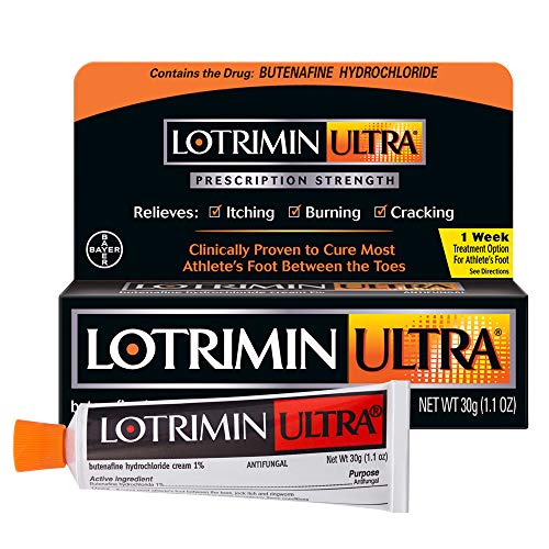 Lotrimin Ultra 1 Week Athlete's Foot Treatment, Prescription Strength Butenafine Hydrochloride 1%, Cures Most Athlete's Foot Between Toes, Cream, 1.1 Ounce, Only $12.38