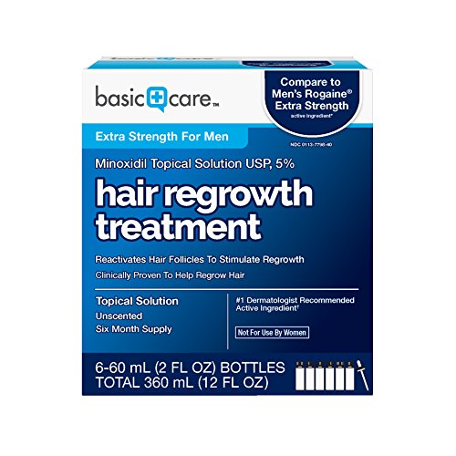 Basic Care Minoxidil Topical Solution USP, 5% Hair Regrowth Treatment for Men 12 Fl Oz, Only $22.73