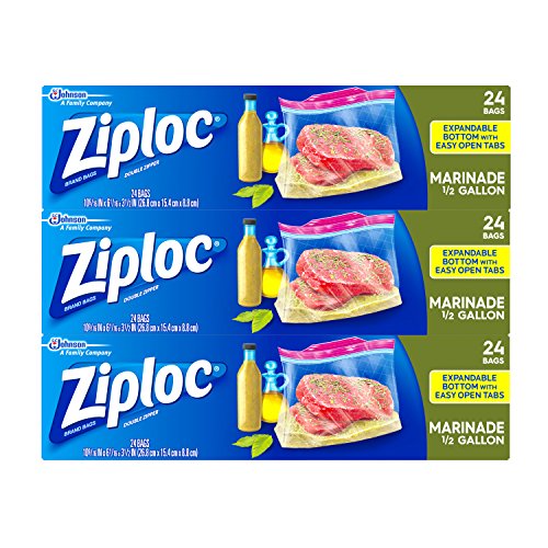 史低價！ Ziploc 多用途 食物 密封袋，0.5加侖容量，24個/盒，共3盒，原價$10.99，現僅售$5.44，免運費！