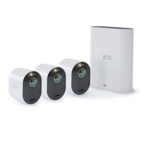 Arlo Ultra - 4K UHD Wire-Free Security 3 Camera System | Indoor/Outdoor Security Cameras with Color Night Vision, 180° View, 2-way Audio, Spotlight, Siren | Works with Alexa | (VMS5340), Only $695.00