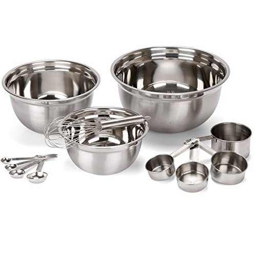 Estilo 12 Piece Stainless Steel Mixing Bowls, Includes Measuring Cups, Measuring Spoons And Barrel Whisk, Only $14.39
