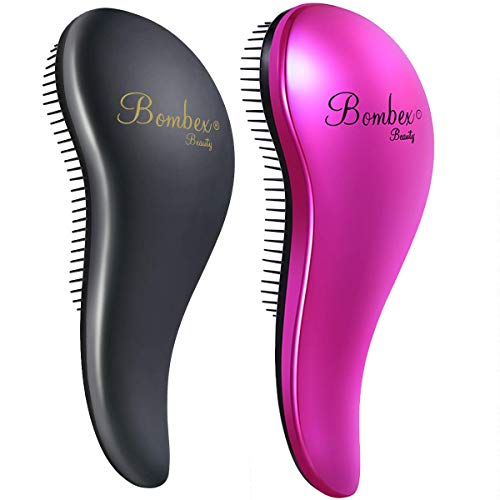 BOMBEX Detangler Brush-2 pack - No Tangles & Knots, Best Detangling Brush for Tangled Hair,Pink & Matte Black, Only $10.21