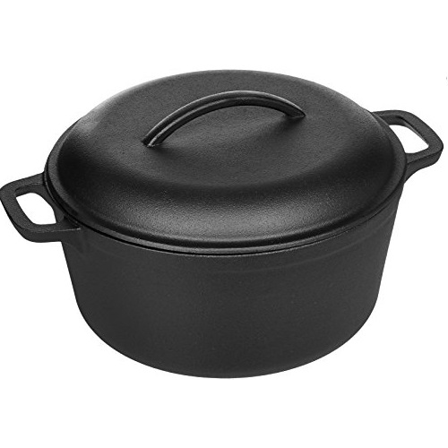 AmazonBasics Pre-Seasoned Cast Iron Dutch Oven Pot with Lid and Dual Handles, 5-Quart, Only $24.89
