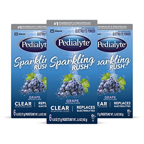 Pedialyte Sparkling Rush Electrolyte Powder, Grape, Sparkling Electrolyte Hydration Drink, 0.6 oz Powder Pack, 18 Count, Only $19.17, You Save $12.30(39%)